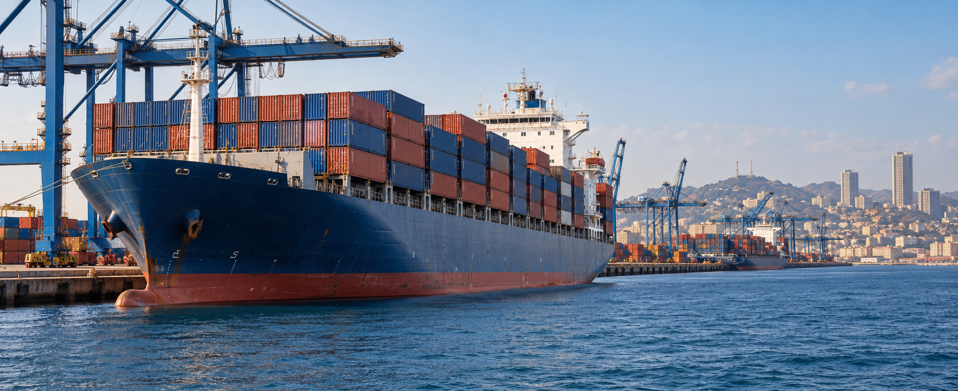 Illustration d’un porte-conteneurs dans un port